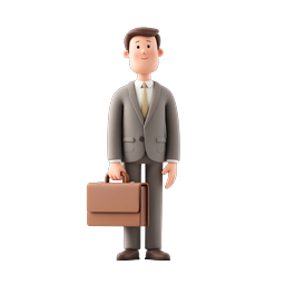 3D Clay Businessman with Briefcase Icon
