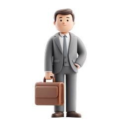Businessman with Briefcase 3D Professional Icon