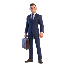 Professional Businessman with Briefcase 3D Icon