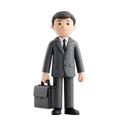 Businessman Clay Character with Briefcase 3D Icon