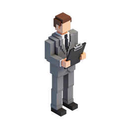 Voxel Businessman with Clipboard Isometric Icon