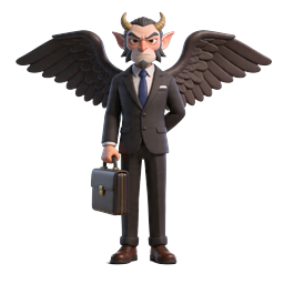Devil Businessman 3D Character Icon with Wings