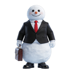 Ícone 3D de Boneco de Neve Empresário - Profissional de Férias