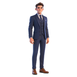 Icône personnage 3D homme d'affaires professionnel costume bleu marine