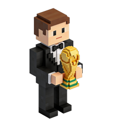 Voxel Businessman Holding Trophy Award Icon