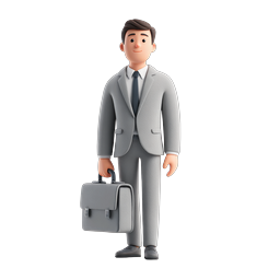 Businessman with Briefcase 3D Character Icon