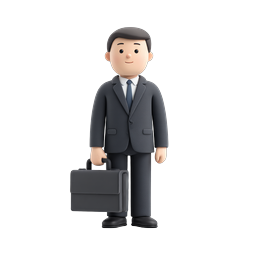 Businessman with Briefcase - 3D Clay Style Icon
