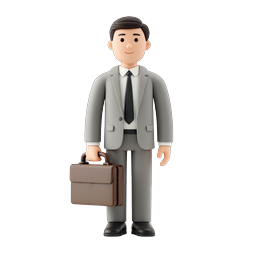 3D-иконка персонажа Бизнесмен с портфелем
