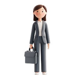 Businesswoman Clay 3D Character Icon with Briefcase