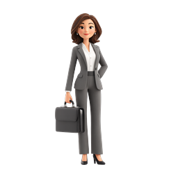 Professional Businesswoman with Briefcase 3D Icon