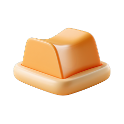 Glossy 3D Butter Block Icon - Clay Style Food Icon