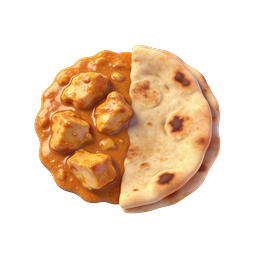 Butter Chicken with Naan Bread - 3D Food Icon