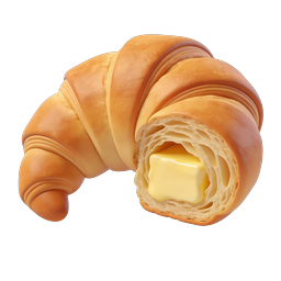 Icono de Cruasán de Mantequilla - Diseño de Bollería 3D Realista