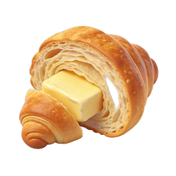 Butter Croissant 3D Icon - Fresh Bakery Food Illustration