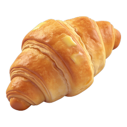 Golden Butter Croissant Icon - Realistic 3D Food Icon