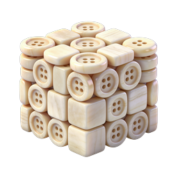 Button Cube Stack 3D Icon - Craft & Sewing Design