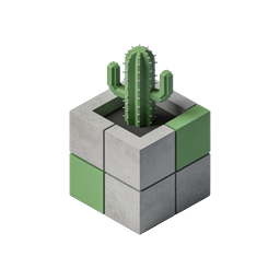Isometric Cactus Block Planter 3D Icon