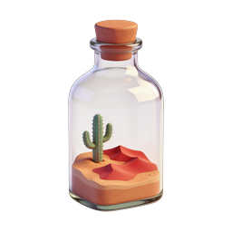Kaktus in Glasflasche – 3D-Wüsten-Terrarium-Icon