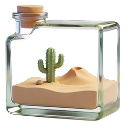 3D-Icon Kaktus in Glasflasche - Wüstenterrarium