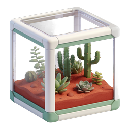 Kaktus-Terrarium-Würfel - 3D-Wüstenpflanzen-Icon