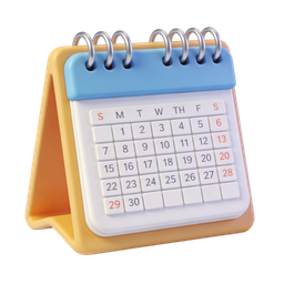 3D Desk Calendar Icon for Planning and Scheduling