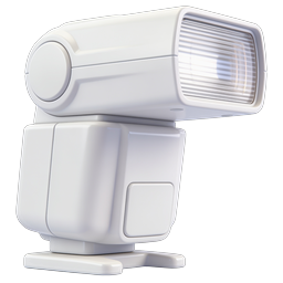 Camera Flash Speedlight Icon - 3D Rendered Photography Equipment
