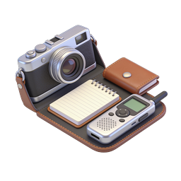 Icône d'équipement d'aventure photo - Kit de photographie vintage 3D