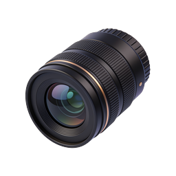 Professional Camera Lens Icon - Realistic 3D Photography Equipment