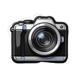 Digital Camera Photography Icon - Realistic Sticker Style