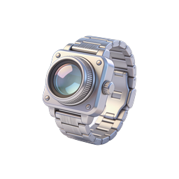 Premium Camera Watch Icon | Realistic Silver Timepiece Design