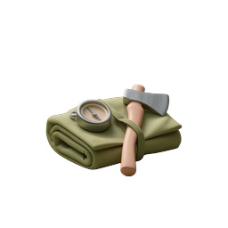 Camping Explorer Gear Icon - Compass Axe Blanket