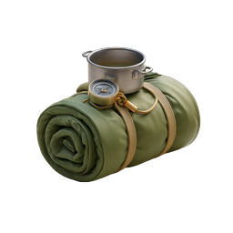 Camping Gear Icon - Sleeping Bag & Compass