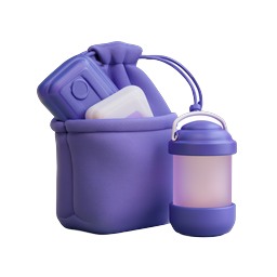 Camping Kit Pouch & Lantern 3D Icon