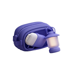 Biểu tượng 3D Túi ngủ và Đèn lồng Cắm trại