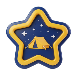 Camping Star Icon - 3D Glossy Tent Adventure Design