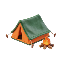 Camping Tent and Campfire Clay Icon | Outdoor Adventure