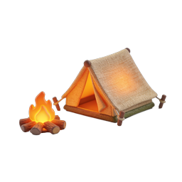 Camping Tent and Campfire 3D Icon