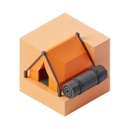 Biểu tượng 3D lều cắm trại Isometric cho các ứng dụng ngoài trời