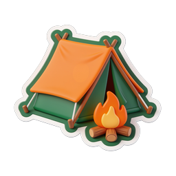 Campingzelt mit Lagerfeuer Icon | 3D-Clay-Stil