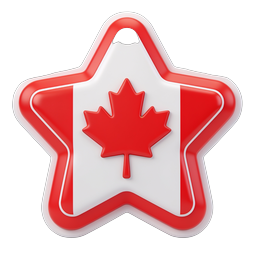 Canada Star Icon - 3D Canadian Flag Maple Leaf Design
