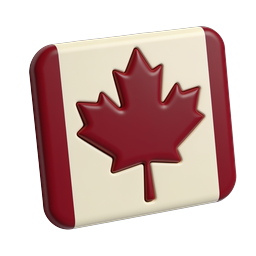 Canadian Flag Icon - 3D Maple Leaf Button Design