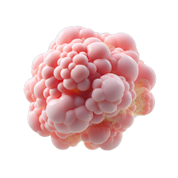 Ícone médico 3D de grupo de células cancerígenas para cuidados de saúde