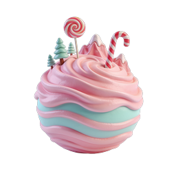 Whimsical Candy Bowl Dessert Icon - Festive 3D Pastel Treat