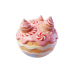 Pink Candy Cake Dessert Icon - 3D Sweet Treat