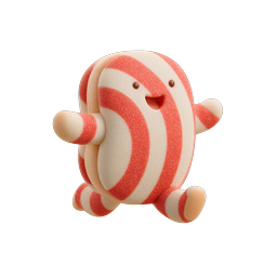 キャンディケーンキャラクターアイコン - スイートな 3D ホリデーマスコット