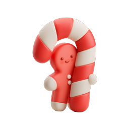 ไอคอน 3D ตัวละครไม้เท้าลูกกวาดสุดน่ารัก | สไตล์ดินปั้นวันหยุด