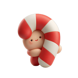 Cute Candy Cane Clay Character - Kawaii Holiday Icon