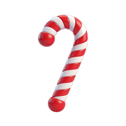 3D Candy Cane Icon - Festive Christmas Holiday Symbol