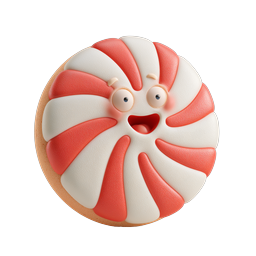 Cute Peppermint Candy Character Clay 3D Icon