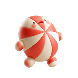 귀여운 페퍼민트 캔디 캐릭터 3D 클레이 아이콘